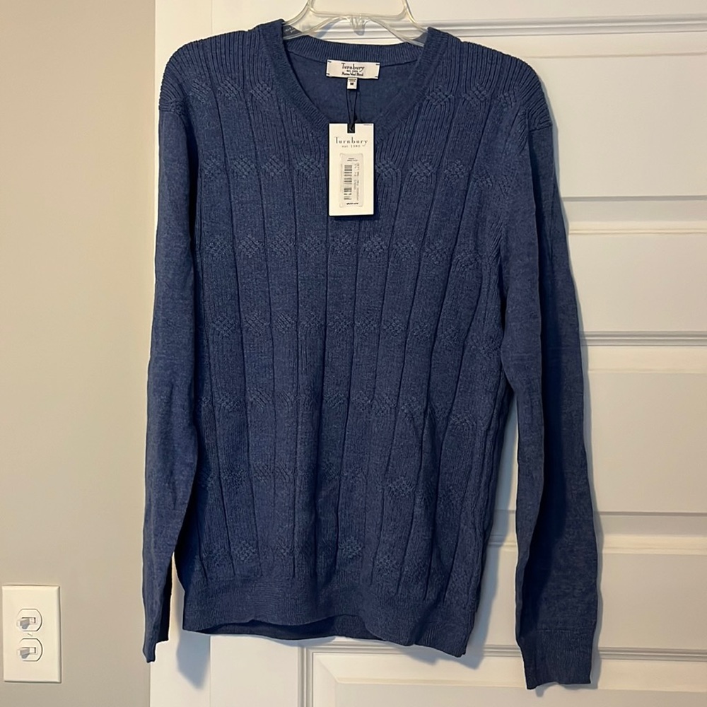 Light blue medium Turnbury v-neck sweater. Never been worn. Wool blend.
